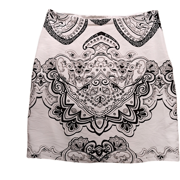 E.C.I. New York Dresses & Skirts - Silk Skirt Lined, Large Print, Navy & White, Size 8